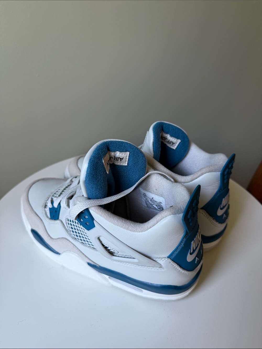 Nike Air Jordan 4 Retro Military Blue GS White Blue Sneakers Size6.5Y HF4281-141 - Picture 13 of 14